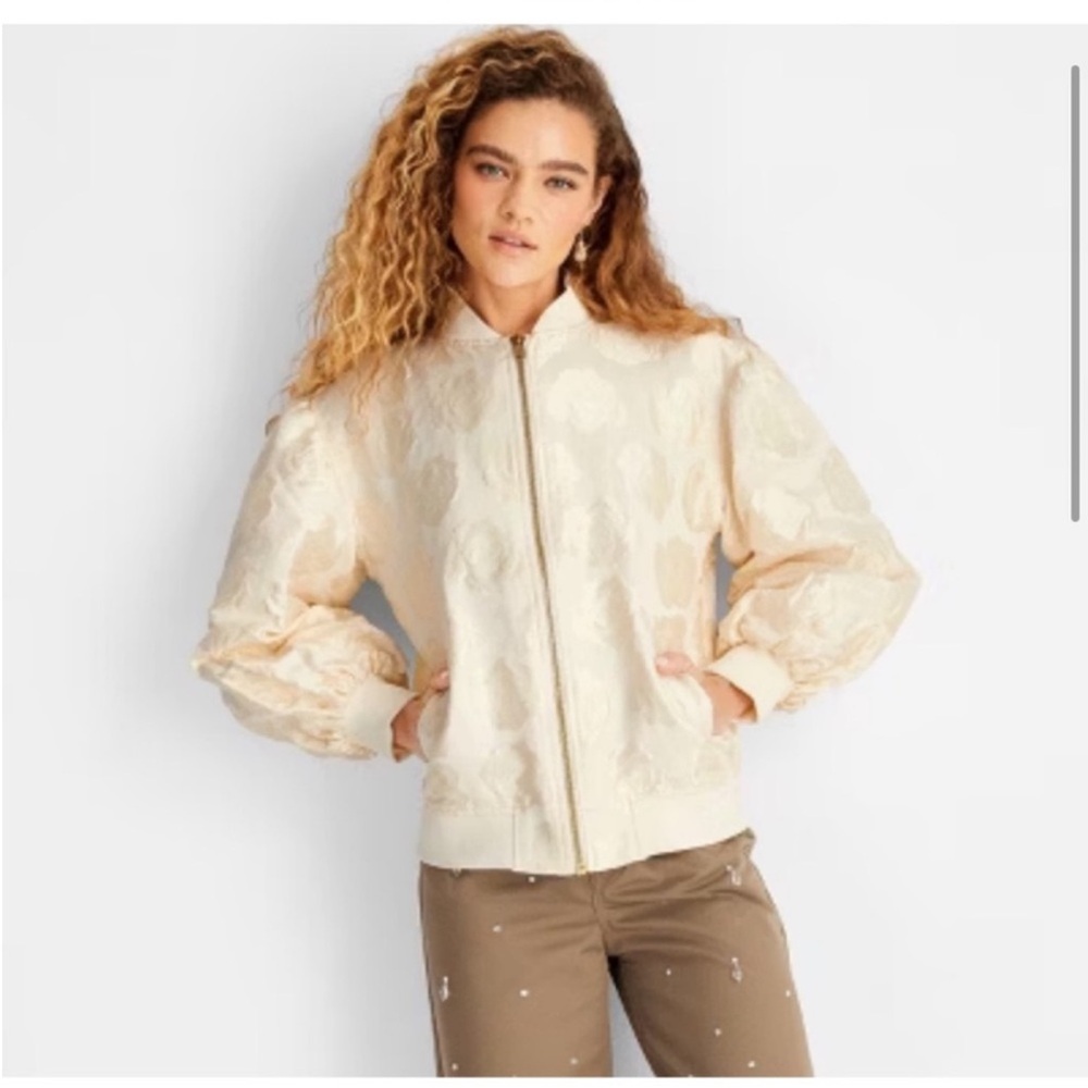 Future collective Cream Bomber Jacket